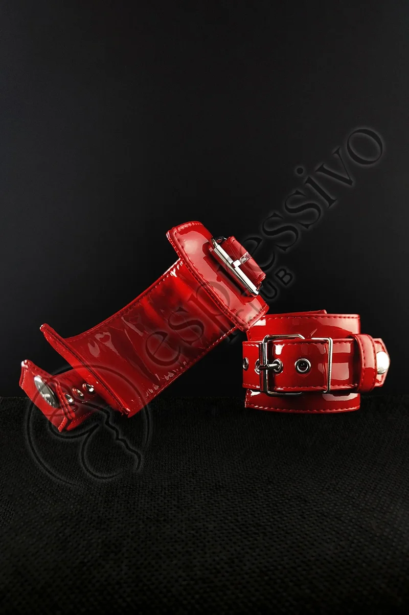 Bondage cuffs in Red PVC - Wrist & Ankle BDSM restraints