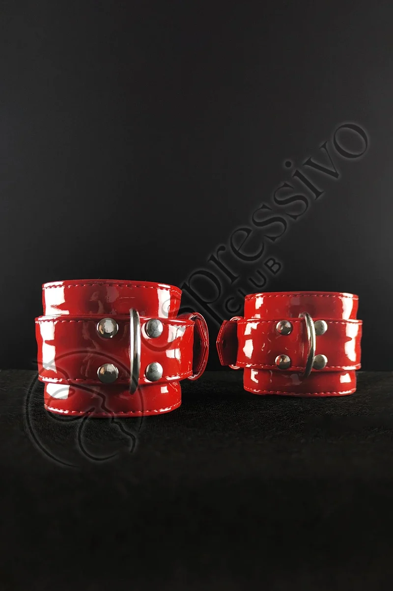 Bondage cuffs in Red PVC - Wrist & Ankle BDSM restraints