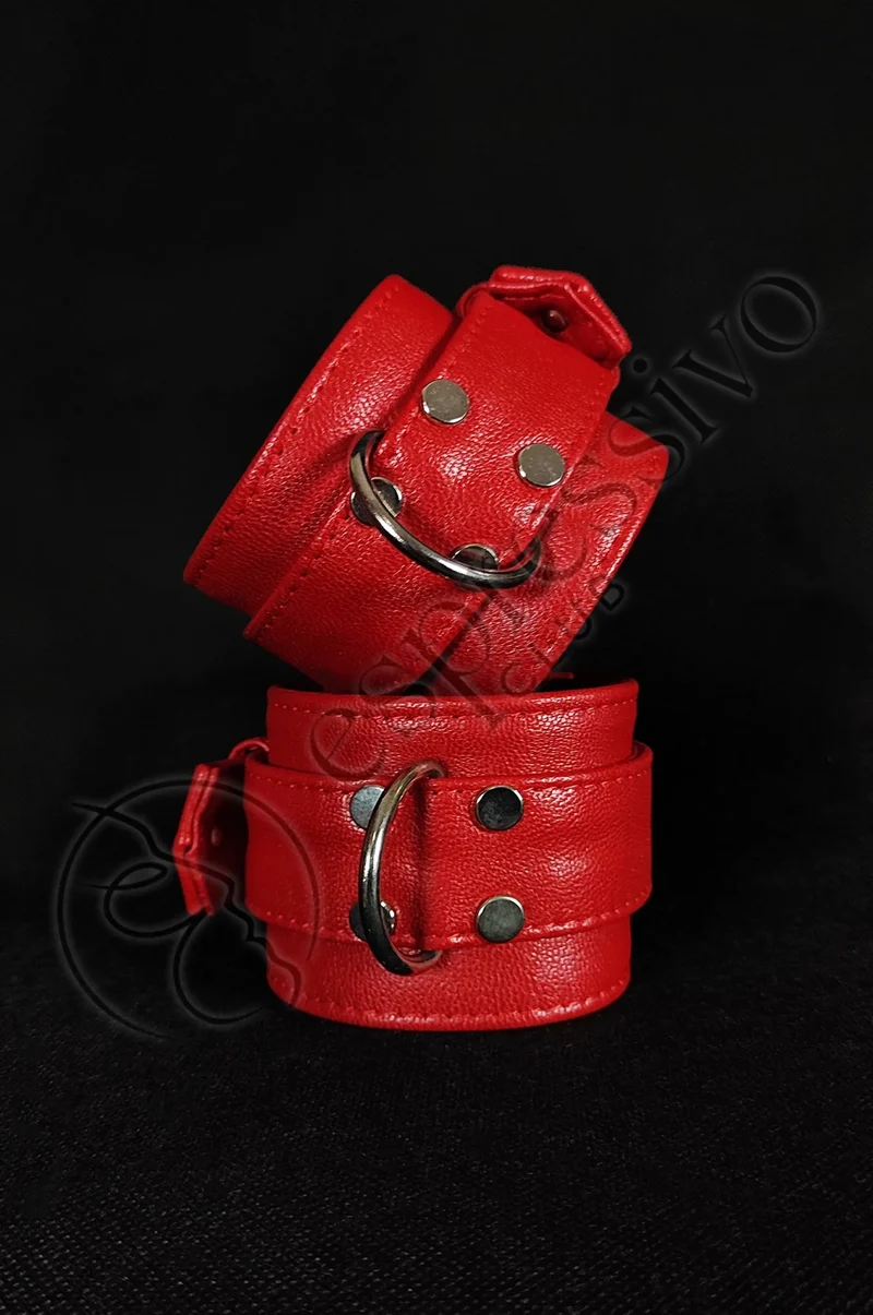 Red leather Bondage cuffs - Wrist & Ankle restraints - Limited edition