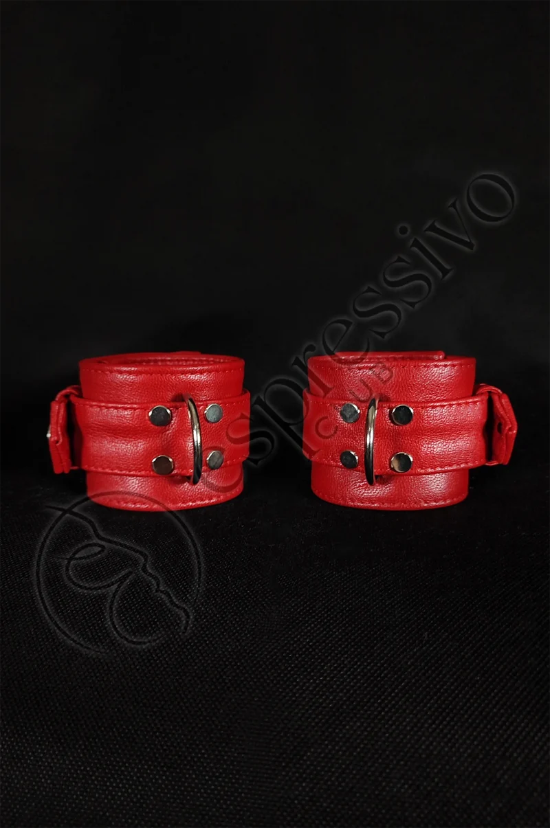 Red leather Bondage cuffs - Wrist & Ankle restraints - Limited edition
