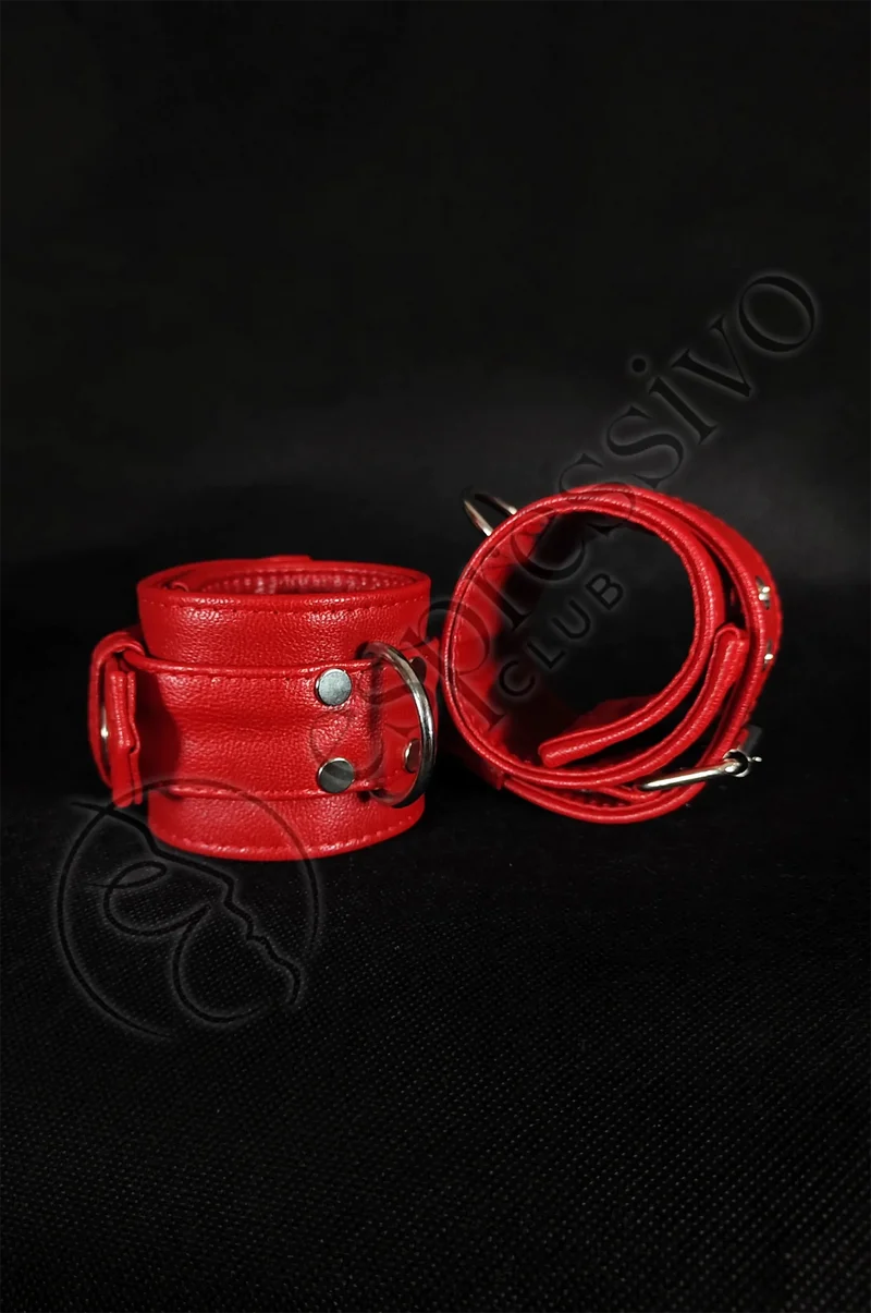 Red leather Bondage cuffs - Wrist & Ankle restraints - Limited edition