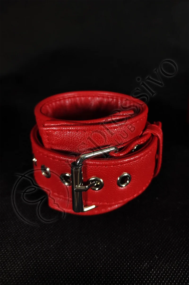 Red leather Bondage cuffs - Wrist & Ankle restraints - Limited edition