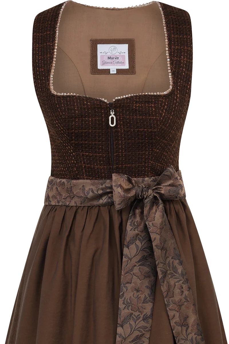 Einfarbiges Midi-Dirndl in Bouclé-Optik - bronze