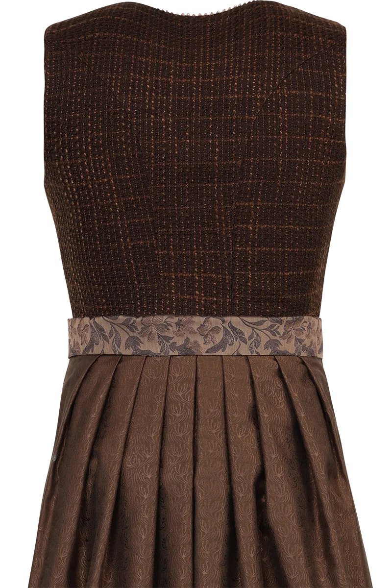 Einfarbiges Midi-Dirndl in Bouclé-Optik - bronze