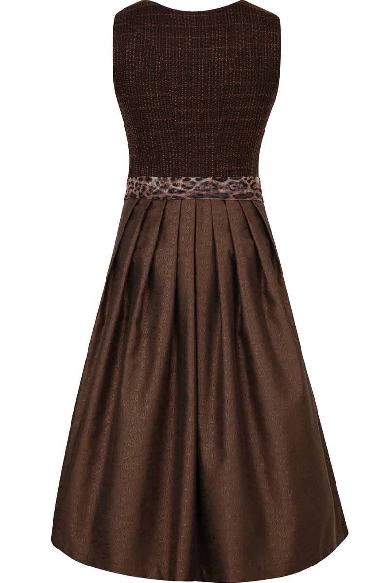 Midi-Leoprintdirndl mit Srukturmieder - espresso leo