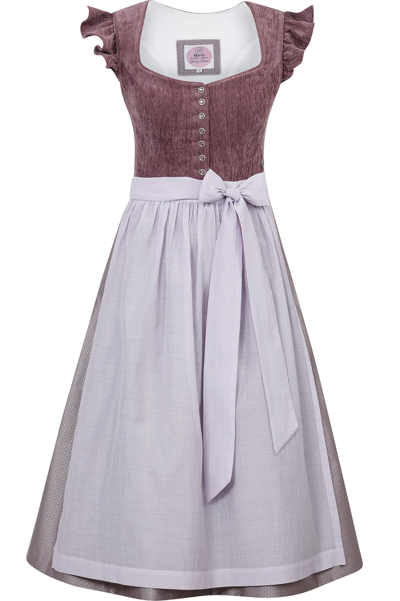 Samtdirndl 70cm mit abnehmbaren Flügelärmeln - pflaume