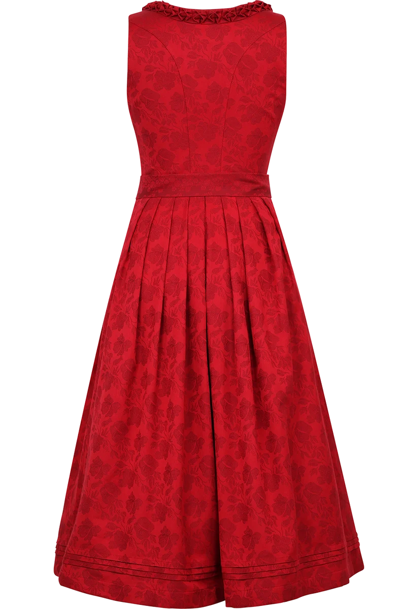 Midi-Dirndl floral mit Rüschen-Details - chili