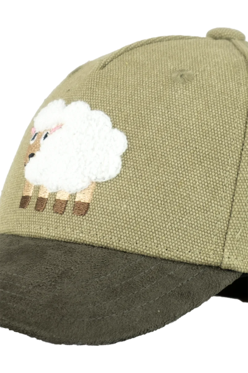 Kinder Cap mit Schafmotiv und gebogenem Schirm - khaki