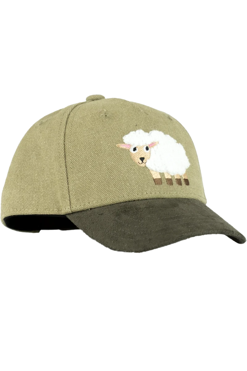 Kinder Cap mit Schafmotiv und gebogenem Schirm - khaki
