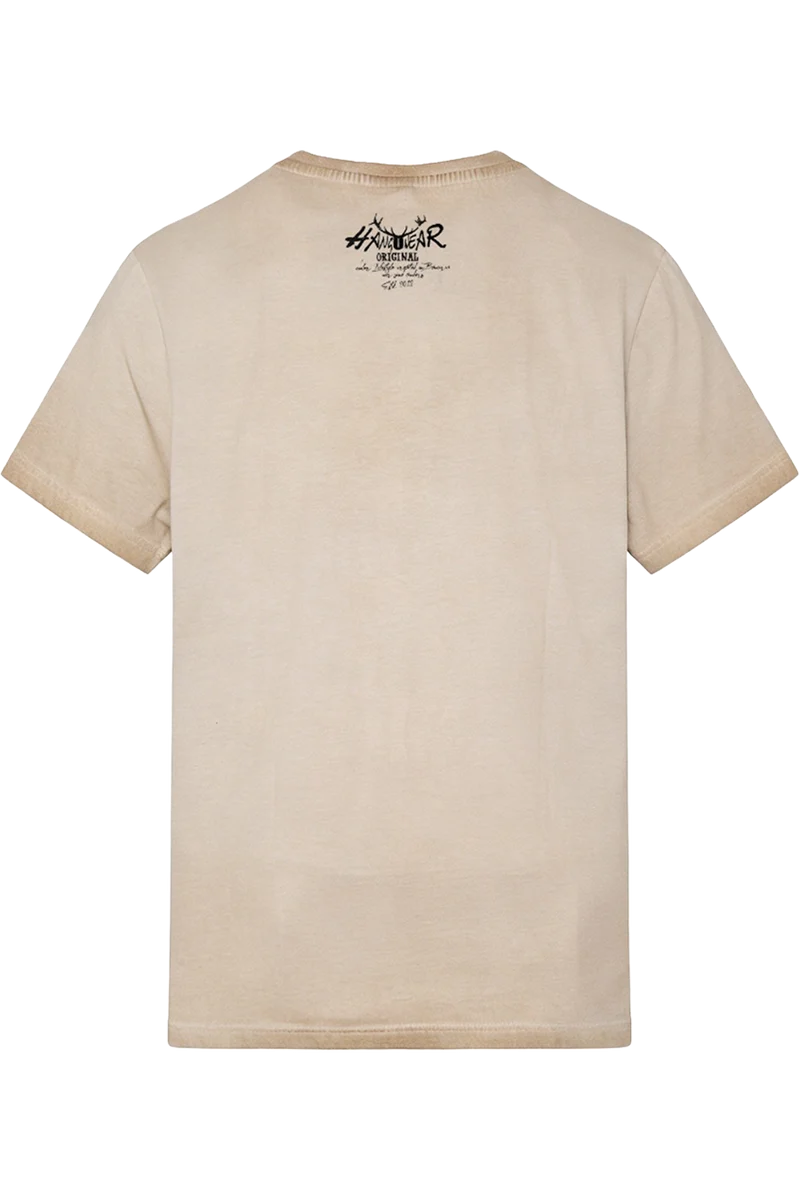 Herren Trachtenshirt mit rustikalem Druck - beige