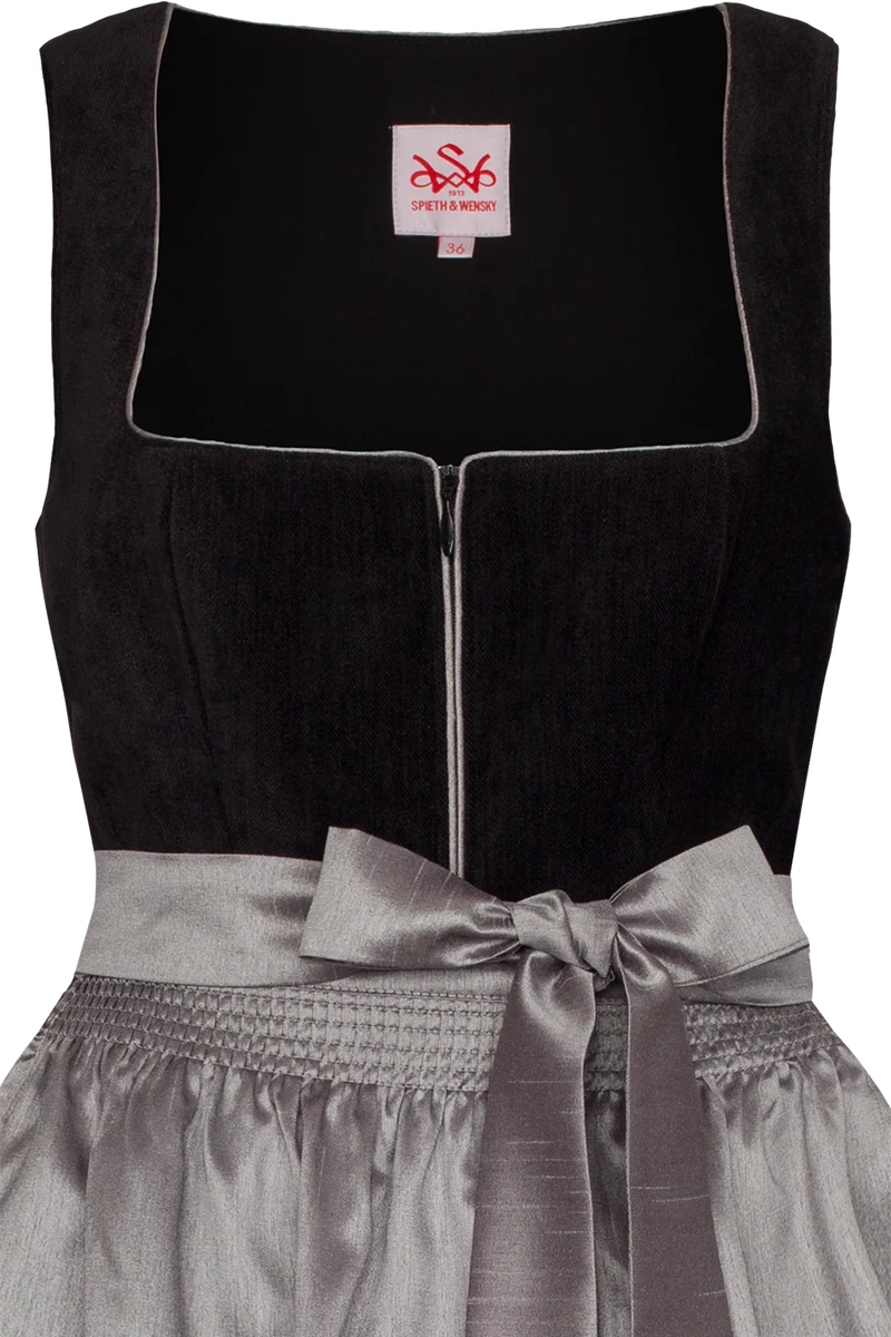 Midi-Dirndl 70cm mit Samtmieder - schwarz