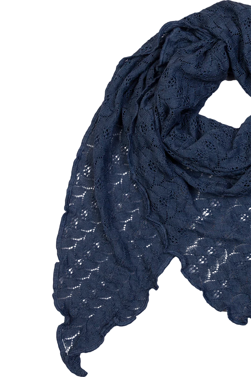 Damen Schultertuch mit feinem Strickmuster - jeans
