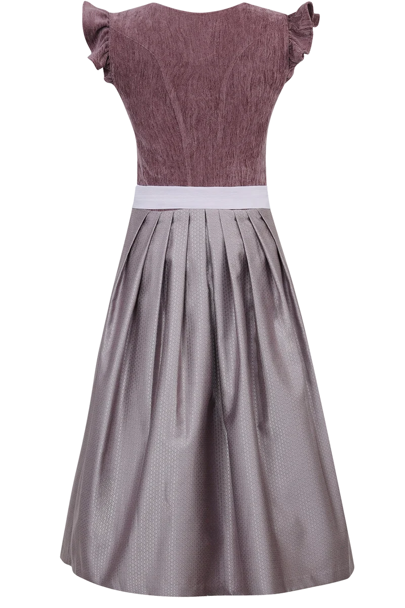Midi-Samtdirndl mit abnehmbaren Flügelärmeln Hochwinkel 70cm - pflaume