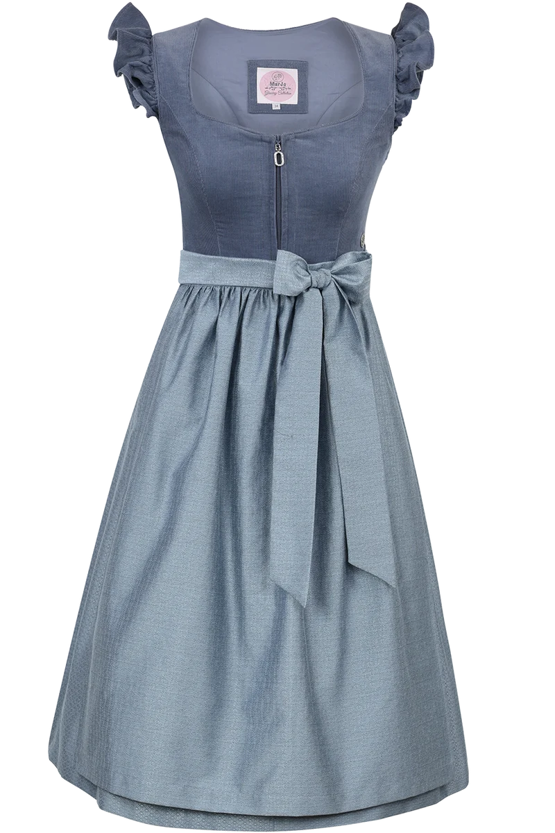 Midi-Corddirndl mit abknöpfbaren Flügelärmeln Ansfelden 70cm - himmelblau
