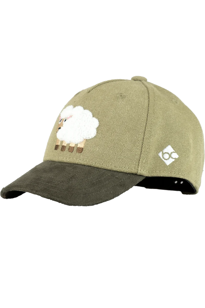 Kinder Snapback-Cap mit flauschigem Schaf - khaki