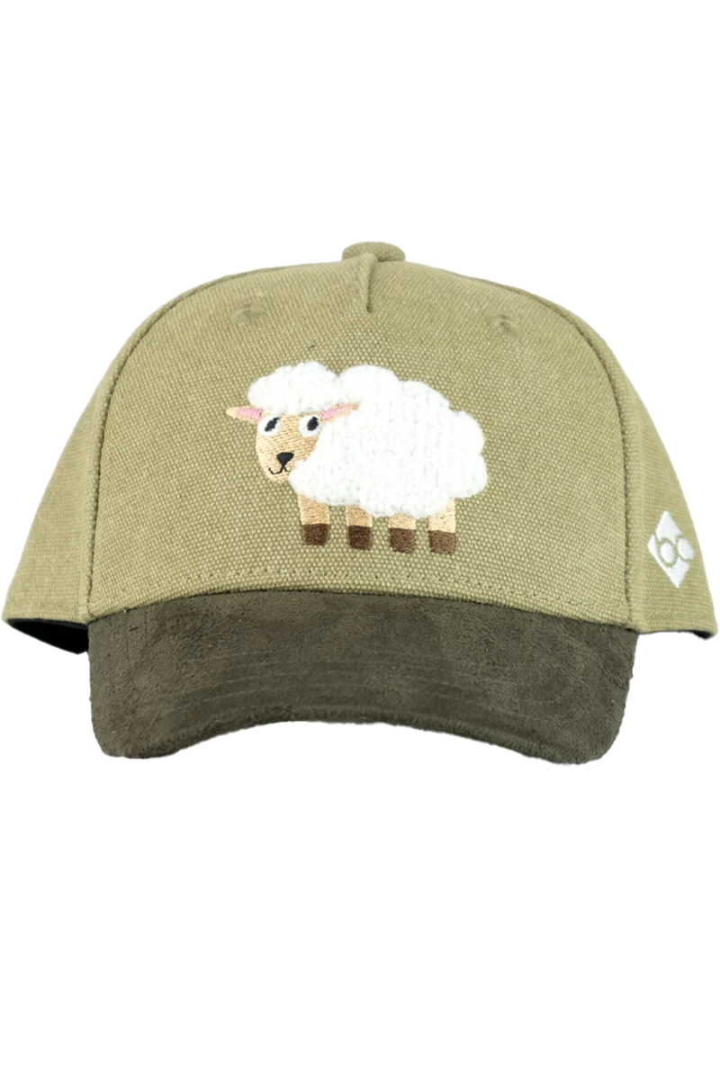 Kinder Snapback-Cap mit flauschigem Schaf - khaki