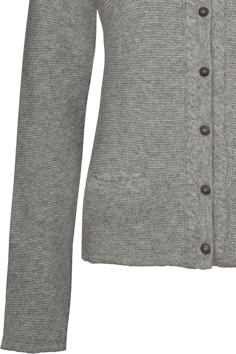 Damen Trachtenstrickjacke mit Wolle - hellgrau