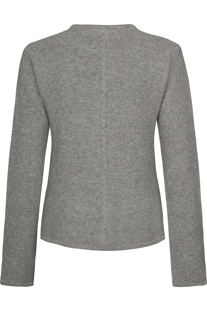 Damen Trachtenstrickjacke mit Wolle - hellgrau