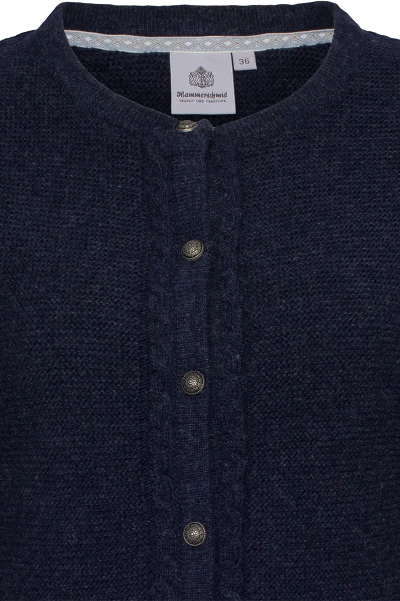 Damen Trachtenstrickjacke mit Wolle - dunkelblau