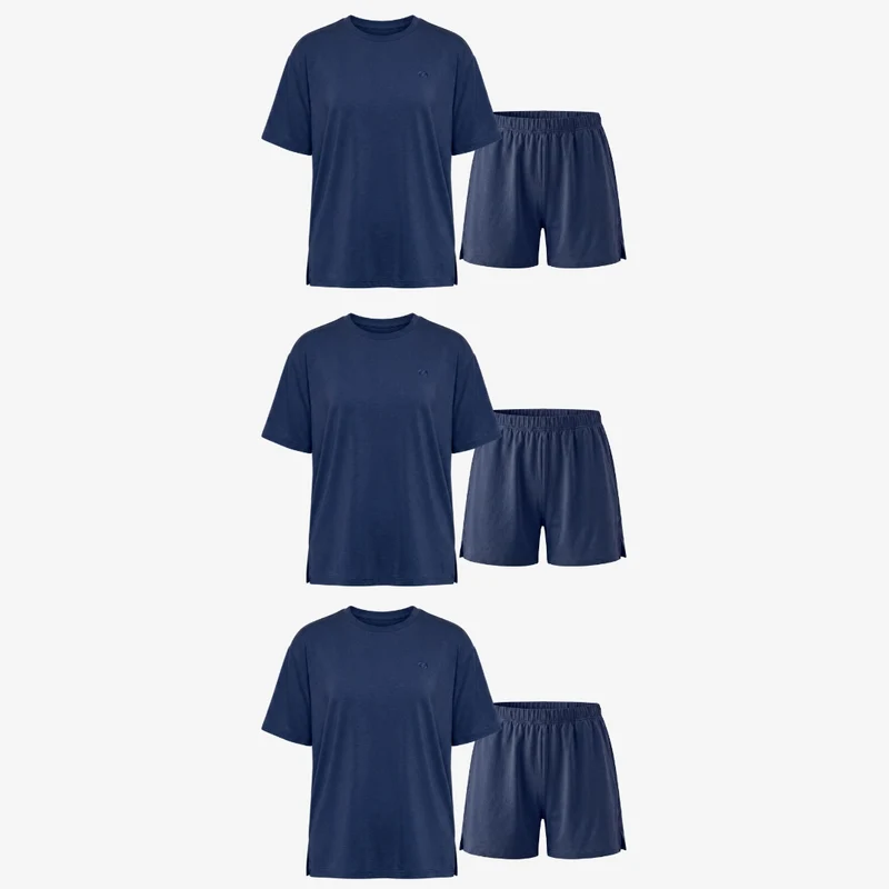 Schlafanzug Set Damen kurz | Dunkelblau