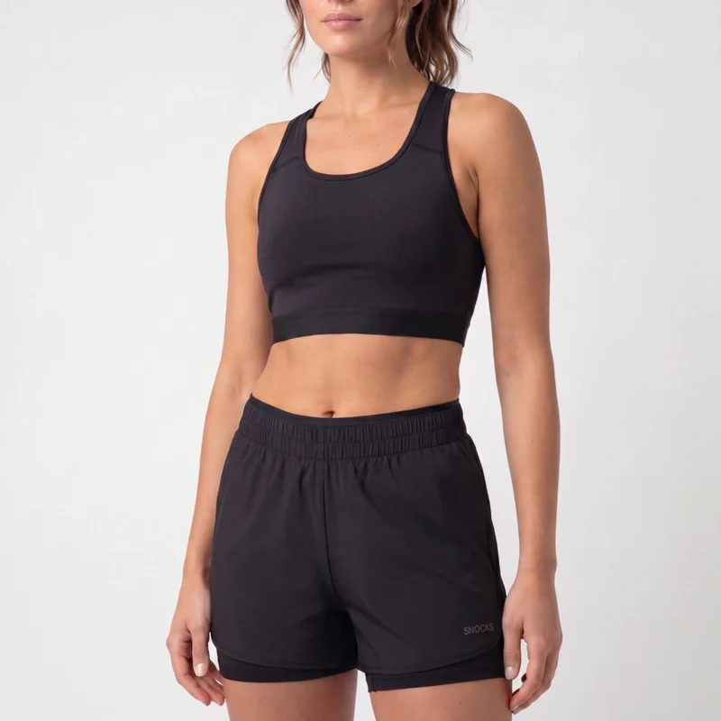 2 in 1 Sport Shorts Damen | Schwarz