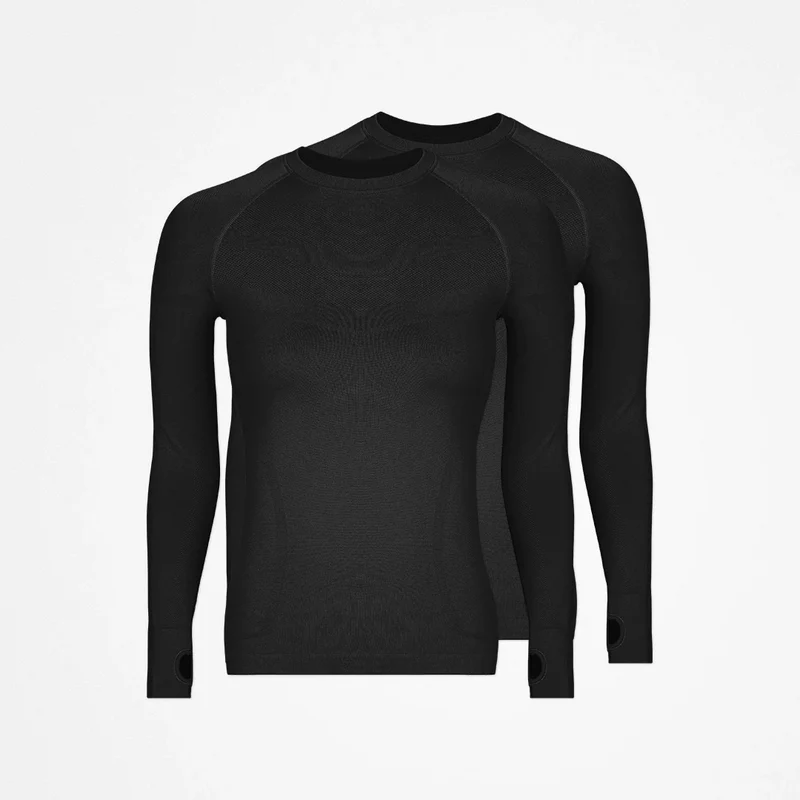 Sportshirt langarm Damen | Schwarz