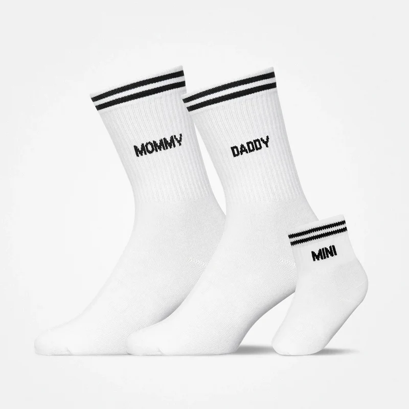 Familiensocken „Mommy, Daddy, Mini“ | Weiß