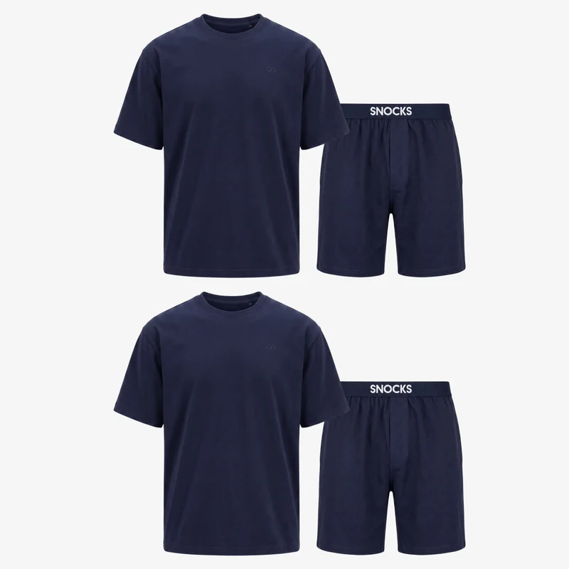 Schlafanzug Set Herren kurz | Dunkelblau