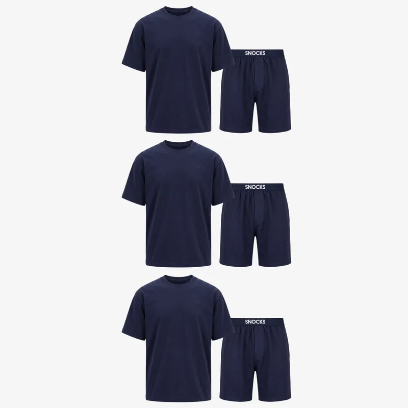 Schlafanzug Set Herren kurz | Dunkelblau