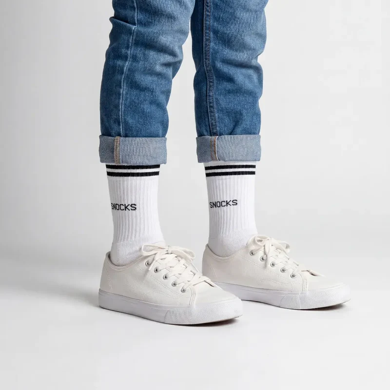 Hohe Sportsocken mit Streifen Kinder | Weiß