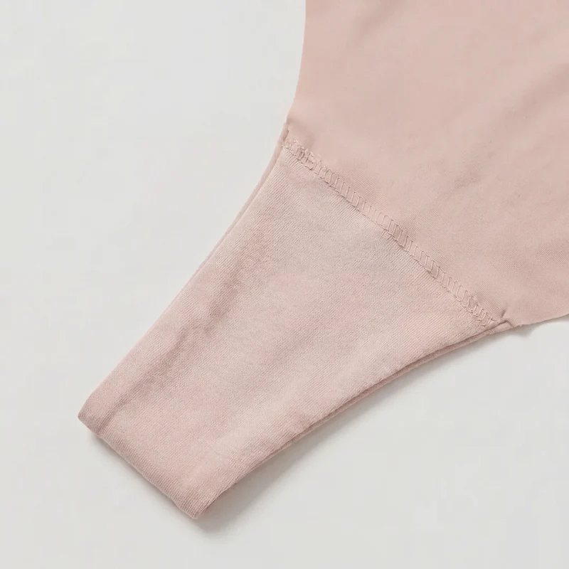 Microfiber High Waist Seamless Tanga | Beige