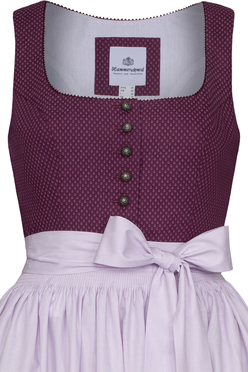 Baumwolldirndl lang mit rundem Ausschnitt - beere