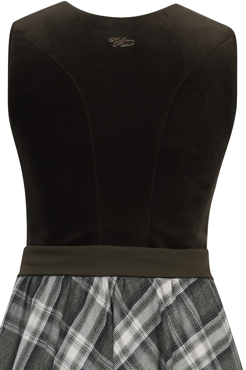 Samtdirndl lang mit Karorock und Unterrock - tanne