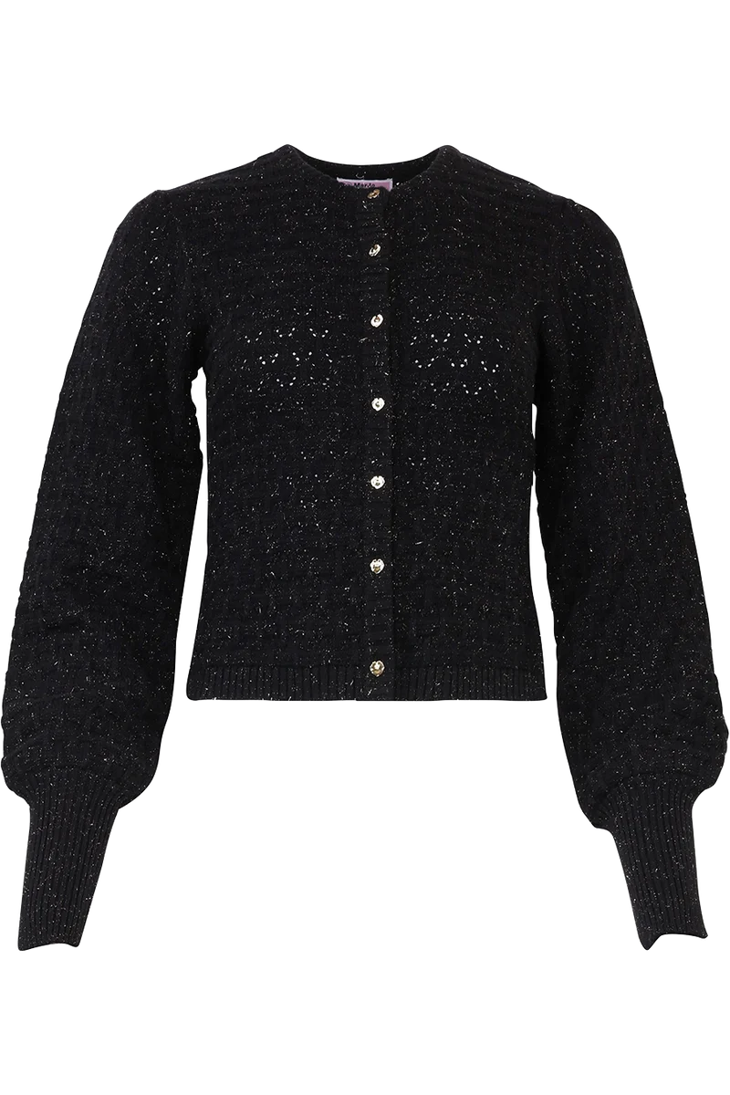Damen Trachtenstrickjacke mit goldenen Highlights - schwarz gold