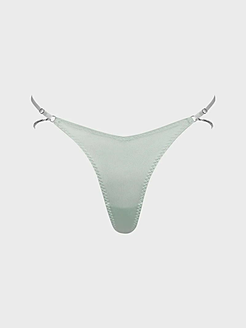 Strass-Tanga-Unterwäsche mit verstellbarem Seitenverschluss, aus ultraweicher Mikrofaser