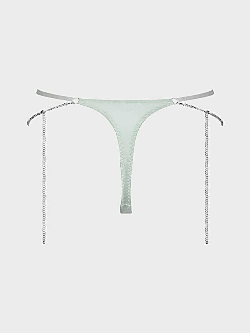 Strass-Tanga-Unterwäsche mit verstellbarem Seitenverschluss, aus ultraweicher Mikrofaser