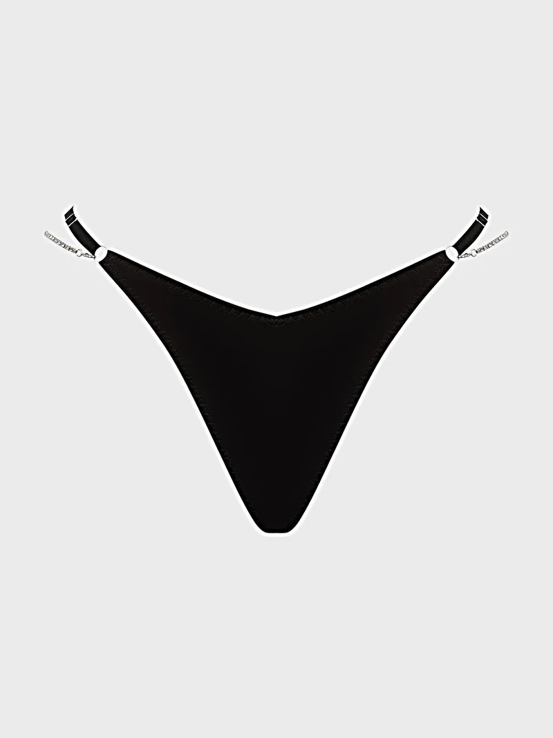 Strass-Tanga-Unterwäsche mit verstellbarem Seitenverschluss, aus ultraweicher Mikrofaser