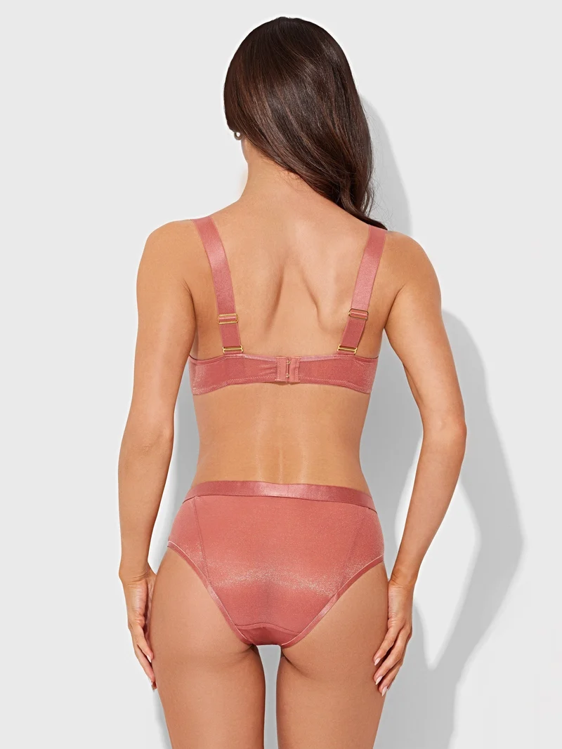 Yvone Shimmer Mesh BH- und Höschenset mit ungefütterten Cutout-Cups und passendem Hipster
