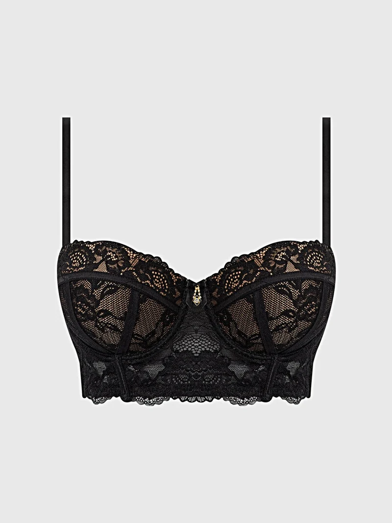 Savannah Balconette-BH aus Spitze – Langer Push-up-BH mit mittlerem Halt und Muschelkantenbesatz