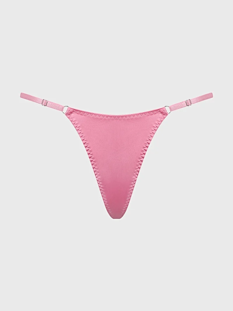 Strassbesetzter String-Tanga mit glitzerndem Netzrücken, verstellbaren Trägern und Baumwollfutter