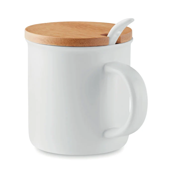 Porzellanbecher mit Löffel