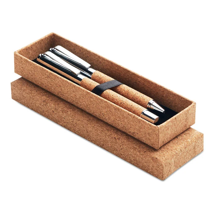 Metall-Kugelschreiber-Set in Korkbox
