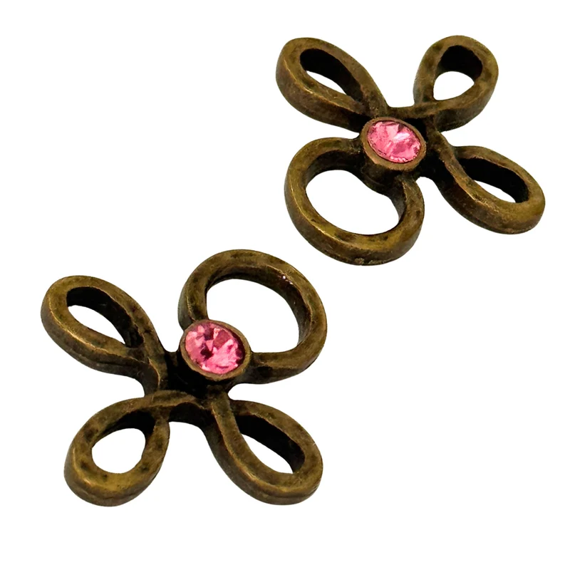 Trachten Miederöse Kleeblatt Altgold mit Swarovski® Rose – TS-16