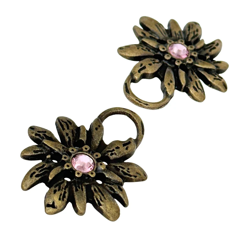 Dirndl Miederösen Edelweiß Altgold mit Swarovski® Light Rosé – TS-100