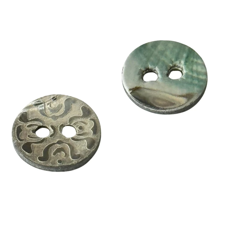 Perlmuttknopf Ornament Grau 2-Loch – PL-38