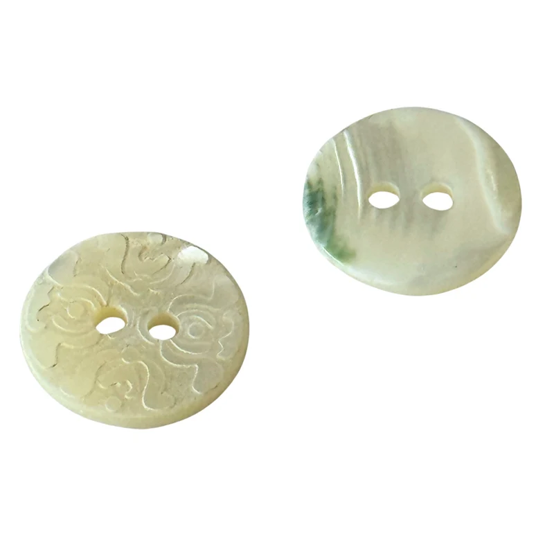 Perlmuttknopf Ornament Natur Weiß 2-Loch – PL-38