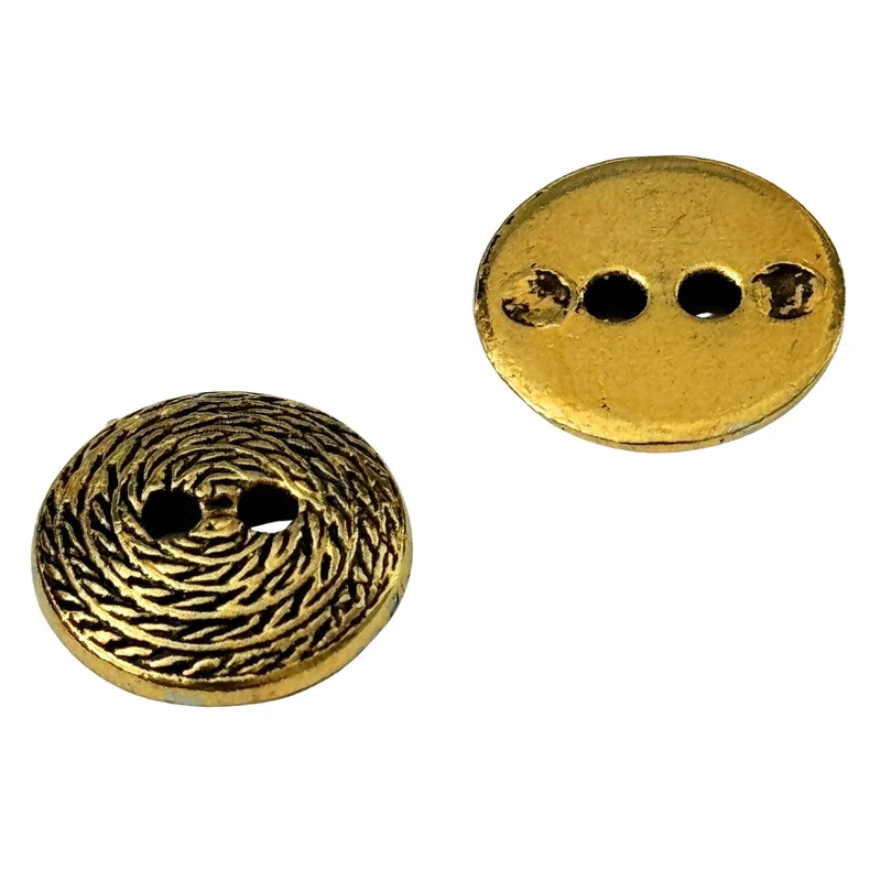 Goldener Metallknopf mit Zopfmuster – 2-Loch MK-2