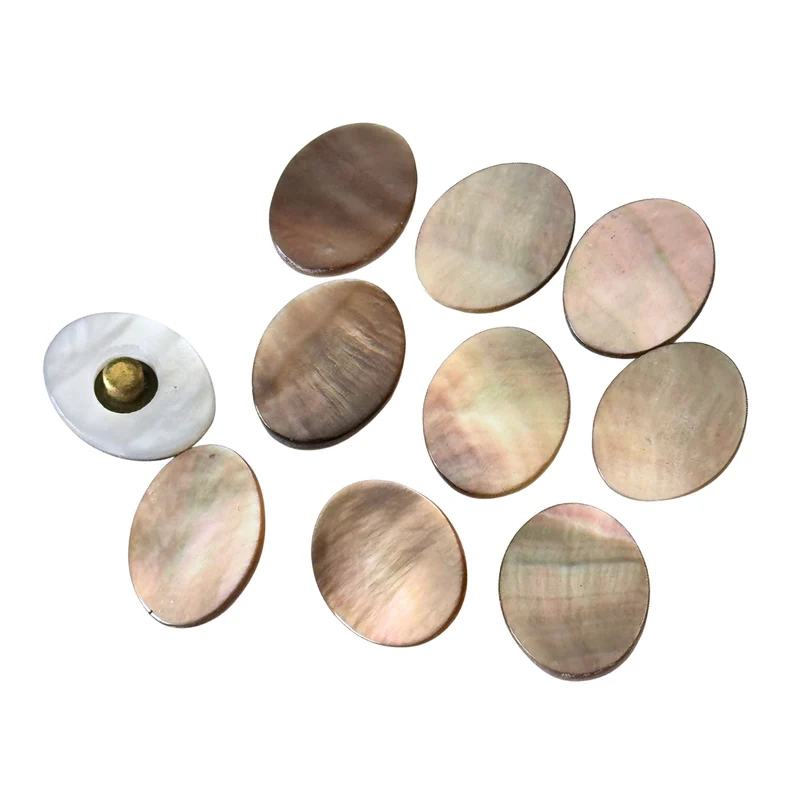 10 Perlmuttknöpfe oval Braun-Beige – Knopfsortiment Rarität PL-SO-1