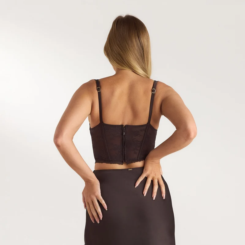 Spitzen-Bralette - Schokolade