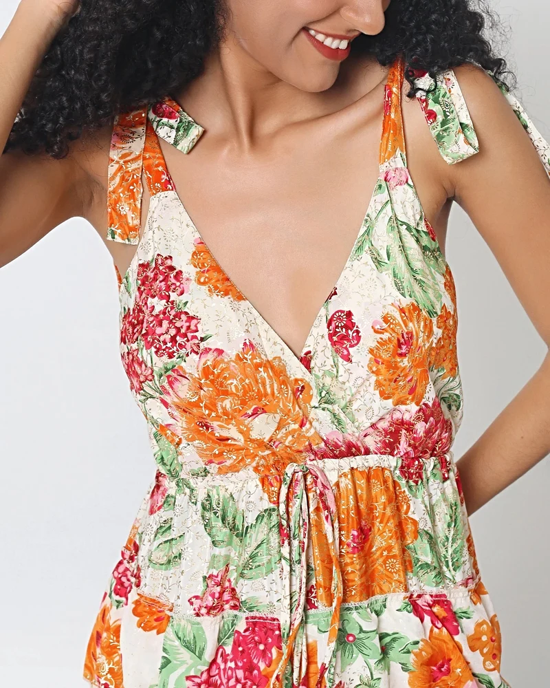 Ithaca Maxikleid mit Blumenmuster – Stufenkleid im Boho-Stil aus 100 % Viskose für Damen, Sommerkleid